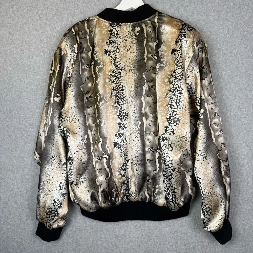 Giovanni Valentino Italy Mens L Zip Front Bomber Jacket Snake Python Print